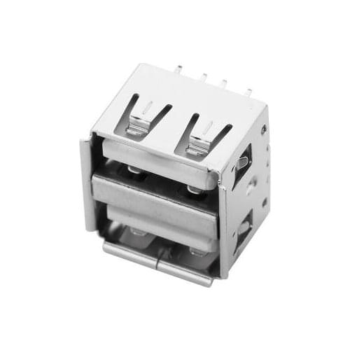 5pcs/lot Double USB 2.0 4Pin A Type Female Socket Connector Curly Mouth Straight Foot Data Transmission Charging Length 10.5mm