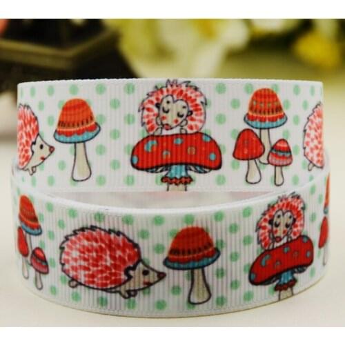 22mm 25mm 38mm 75mm Mushroom Cartoon printed Grosgrain Ribbon party decoration 10 Yards X-02920