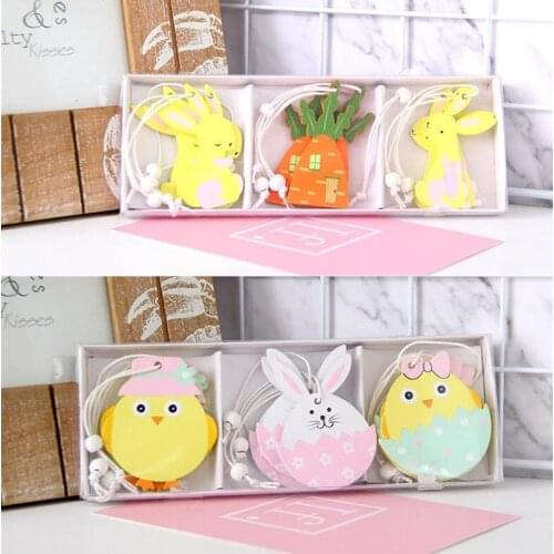 9pcs Cartoon Easter Decor colorful Wooden Eggs Hanging Pendant Easter Party Supplies Craft DIY Ornament baby shower decor