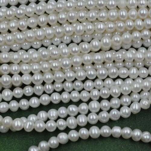 AA+++ wholesale 3 strands small 3.5mm near round photo freshwater pearl white beads