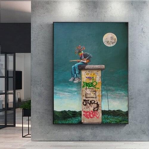 Abstract Guitarist Canvas Painting Modern Graffiti Art Posters and Prints Wall Art Picture for Living Room Home Decor Cuadros