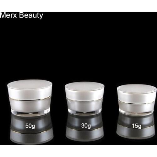 50pcs/lot Acrylic White Cosmetics Cream Bottle with Screw Cap Eye Serum Bottle Acrylic Cream Serum Bottle 15g 0.5oz