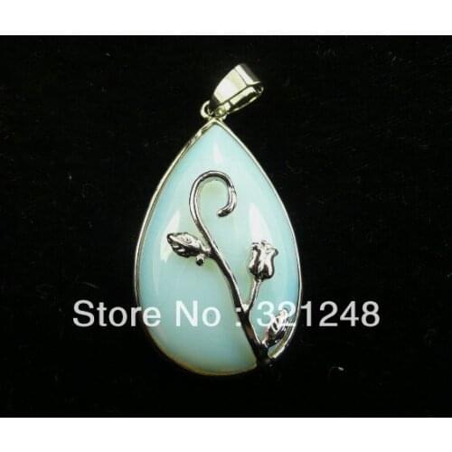 Free shopping new 2014 diy 2PCS Opalite teardrop pendant 36x27mm AAA GE4686