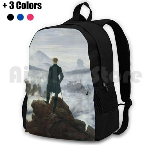 Caspar David Friedrich-The Wanderer Above The Sea Of Fog Outdoor Hiking Backpack Riding Climbing Sports Bag Moon Ocean Tide