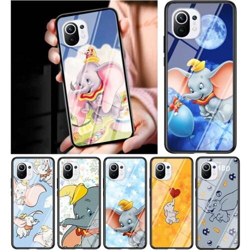 Dumbo cute Disney for Xiaomi Mi 11 Ultra Lite 10T Note 10 9T Pro CC9 CC9E 5G Luxury Tempered Glass Phone Case Cover