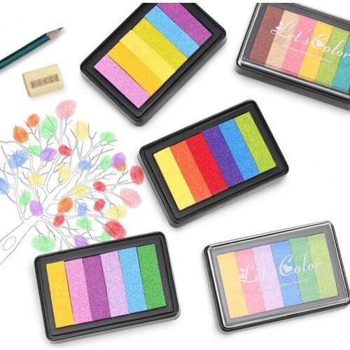 Good Quality Ink Pad Color Gradient Bright Color Creative DIY Graffiti Washable Kids Finger Painting Ink Pad for Making Card