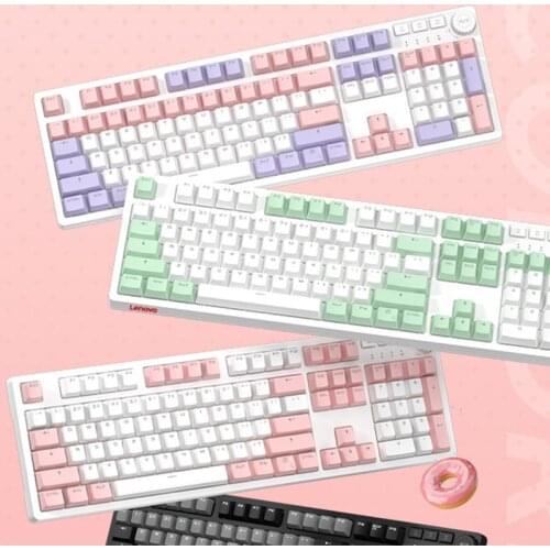 Colorful Transparent 104 Keycaps PBT Pink Green Purple Gray OEM Profile Backlit for Mechanical Keyboard