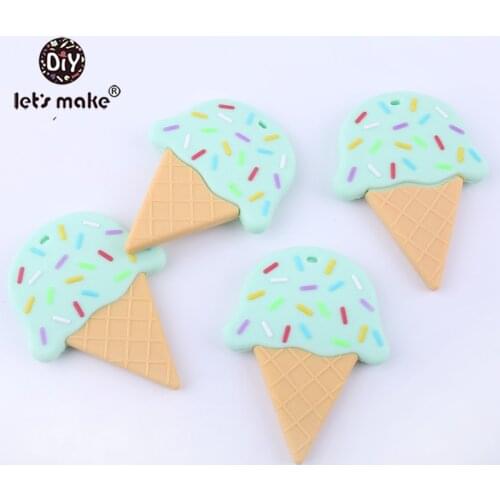 Lets Make Ice Cream Baby Teether Toys Necklace Pendant Food Grade Silicone Teether Nursing Non-toxic DIY Crafts Cartoon