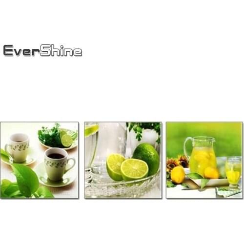 EverShine Lemon Cup Diamond Painting Cross Stitch Kitchen Decor DIY Full Square Diamond Embroidery Mosaic Sale Picture Triptych