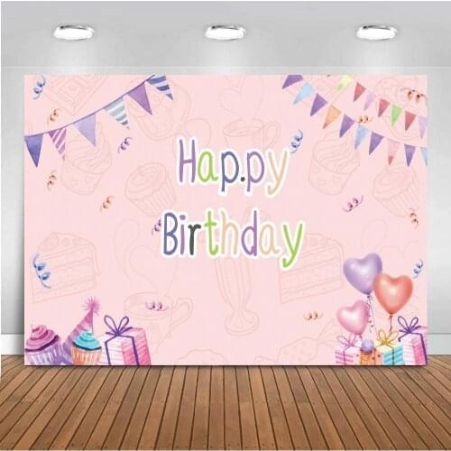 Children Dinner Party Banner Deocration Backdrops Watercolor Happy Birthday Newborn Baby Photo Backgrounds