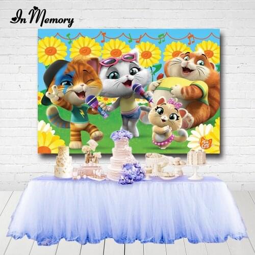InMemory Sunflowers 44 Gatti Cat Photography Backgrounds Cartoon Singing Cats Girls Baby Shower 1st Birthday Party Backdrops