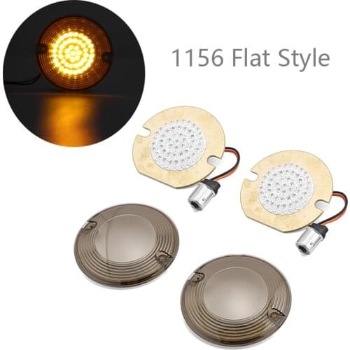 Motorcycle Flasher 1156 Rear Flat Style Diode Amber LED Brake Signal Light For Harley Electra Glide FLHT 1986-2013