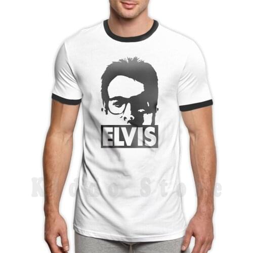 Elvis Costello T Shirt DIY Big Size 100% Cotton Elvis Elvis Costello The Attractions Elvis Costello And The Attractions My Aim