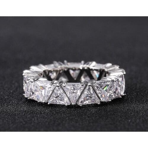 Luxury Romantic Wedding Band Promise Rings for Women Unique Triangle Cubic Zirconia Design Top Quality New Trendy Jewelry Gifts