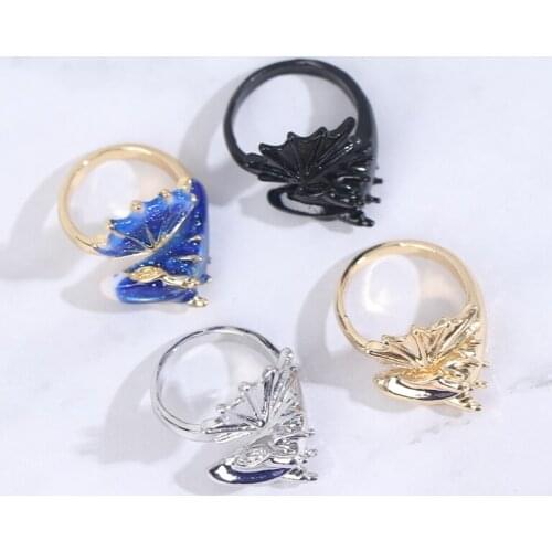 Creative Dragon Rings Women Knight Dragon Lucky-Finger Pets Litter Ring Gold Topazs Triceratops-Open Jewelry кольцо женское