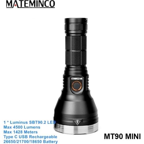 Mateminco MT90 Mini Powerful SBT90.2 LED 18650 Rechargeable Torch Lantern Type C USB 1400 Meters Long Range Camping Flashlight