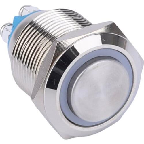 Momentary Ring LED Illuminated Push Button 1NO Brass Nickel 2 Screw Terminal Waterproof Metal Switch
