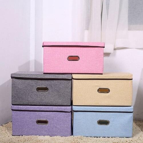 Washable Multi-Function Cotton Storage Box Flip Lid Storage Basket Large Underwear Socks Bra Organizer Drawer Compartment Closet