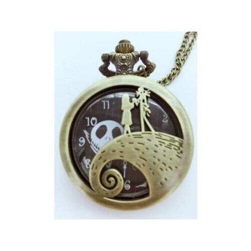 The Nightmare Before Christmas Sally Jack Quartz Pocket Watch Analog Pendant Necklace Mens Womens Watches Xmas Gift