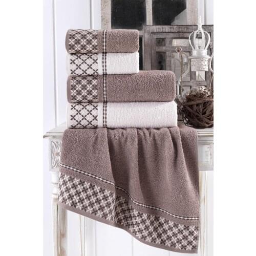 Plaid Coffee 100 Cotton 4 PCS Antibacterial Bath Towel Set