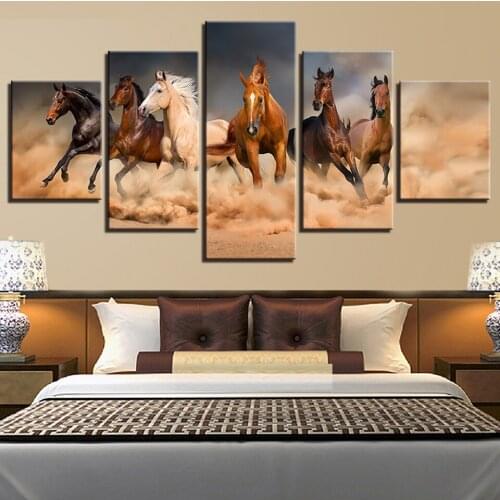 5 Panel Diamond mosaic set diamond painting Animal Horses runing 5d diy handwork puzzle square round drill Embroidery,EE2057