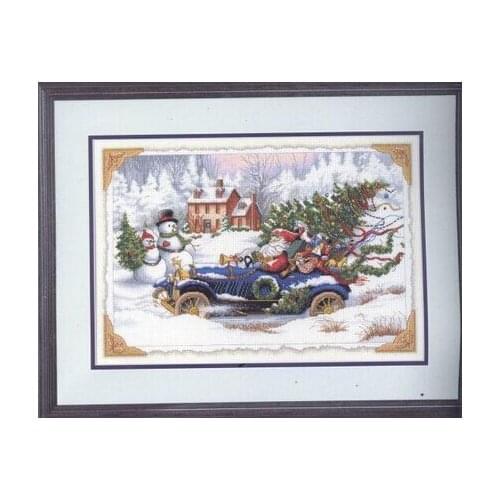 14/22/25ct Lovely Cute Counted Cross Stitch Kit Roadster Santa Christmas Tree Winter Snow Man Snowman DIM 08707