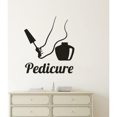 Pedicure Logo Wall Stickers Foot Care Center Decoration Nails Polish Vinyl Decal Pedicure Window Sticker Nail Salon Decor AZ142