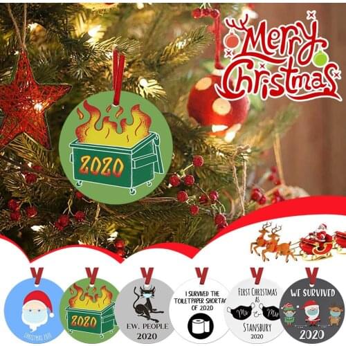Wearing Mask Old Man Snowman Christmas Ornaments,2020 Merry Christmas Tree Hanging Decoration Kits Creative Gift for Family D60