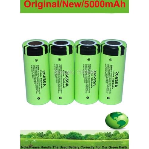 4PCS/LOT Original 3.7V 26650 5000mAh 26650A Real Capacity High Lumen Hunting Flashlight Battery for Panasonic