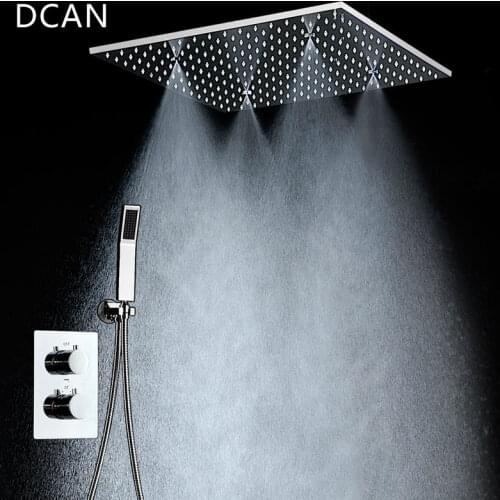 DCAN SPA Big Rain Shower Faucets Modern Shower Ceiling 20'' Showerheads Panel 304 Stainless Steel Shower Set & Bath Shower Mixer