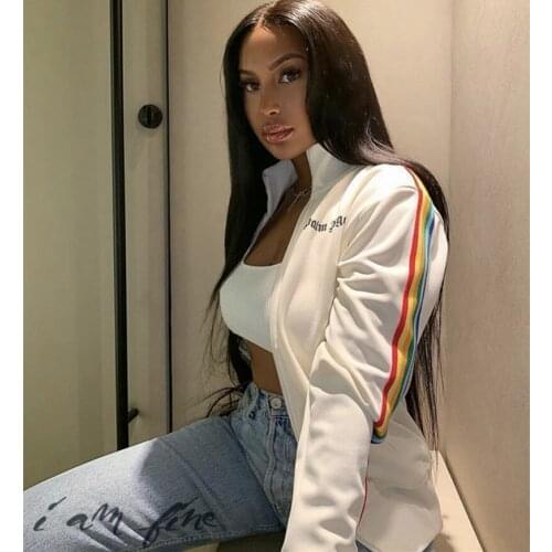 Palm Angels rainbow stripes zipper sports casual suit male fog high street 74894234565