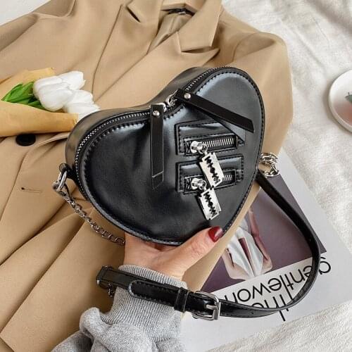 Gothic Heart Shaped Blade Zipper Chain Bags Diablo Girl Crossbody Bags Casual Shoulder Bag Purses and Handbags Wallet Satchels