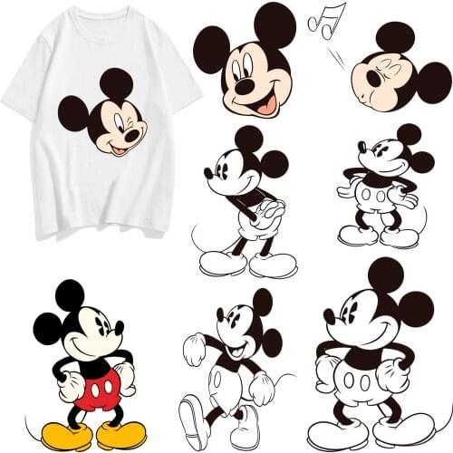 Disney Cartoons fashion Mickey Minnie Heat transfer sticker clothes girl boy Patch Ironing patch clothes DIY washable T-shirt