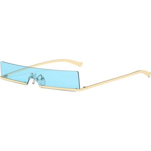 Thin Square Frame Women Men Sunglasses Pink Orange Blue Lens UV400 Eye Protection Girl Sexy Ladies One-Piece Outdoor Eyewear