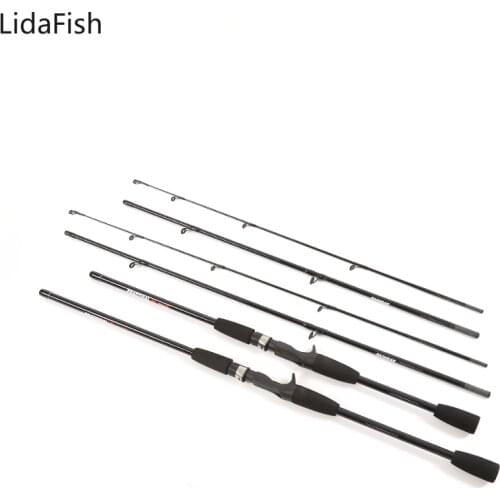 3 Section Lure Fishing Rod 1.8m 2.1m Carbon Fiber spinning baitcasting Fishing Rod M Power Travel ultra light rod