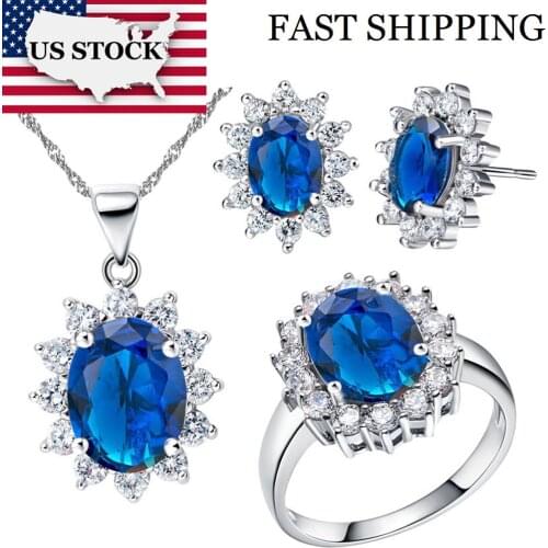 USA STOCK Uloveido Cubic Zirconia Wedding Bridal Jewelry Sets Bijouterie Silver Flower Necklace Earrings Ring Women Costume T466