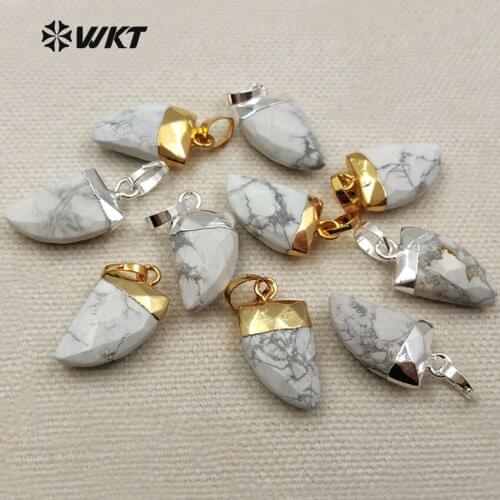 WT-P1274 WKT Simple Style Natural White Stone In Gold Color Top Pendant For Women Jewelry Making Pendants