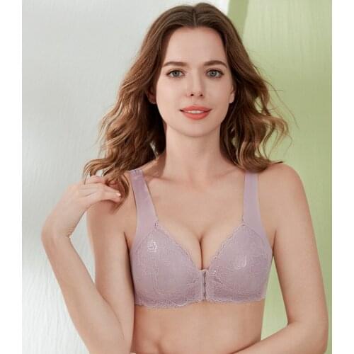 Plus Size Push Up Bra For Women Lingerie Sexy Lace Brassiere Front Closure Underwear Seamless Bralette BH Comfort Top