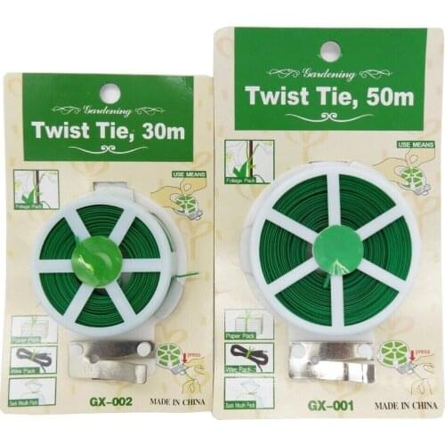 30M/50M Plant Twist Tie With Cutter Sturdy Green Coated Wire for Gardening Home Office Reusable Wire Cable With Slicer 1PC