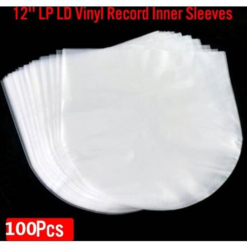 100pcs 12" PE Vinyl Record LP LD Record 7.5" OPP Plastic Bags Anti-static Record Sleeves Outer Inner Plastic Clear Container