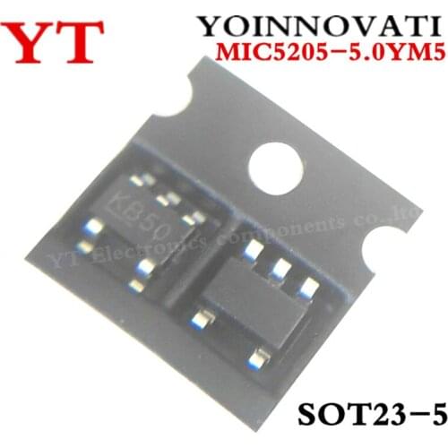 100pcs/lot MIC5205-5.0YM5 MIC5205-5.0 MIC5205 KB50 SOT23-5 5205-5.0 5V 150MA IC Best quality