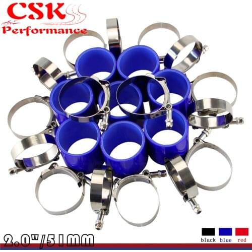 2" TURBO INTERCOOLER PIPE ALUMINUM PIPING TUBE+T-CLAMPS+SILICONE HOSES BLUE