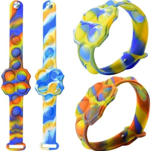 2021 Silicone Bubble Wristband Bracelet Mini Fidget Toys for Girls Boys Sensory Relieve Anti Stress Hand Push Educationa Toys