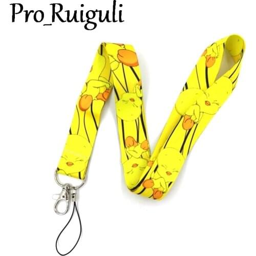 30pcs Cartoon Duck Yellow Lanyard for Keys Phone Cool Neck Strap Lanyard for Camera Whistle ID Badge Cute webbings ribbons Gifts