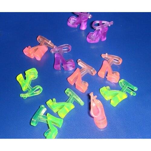 AILAIKI 100 Pairs/lot Fashionable Transparent Button High-Heel Shoes For 11'' Girl Dolls Mixed-Color Doll Shoes Wholesale Toy