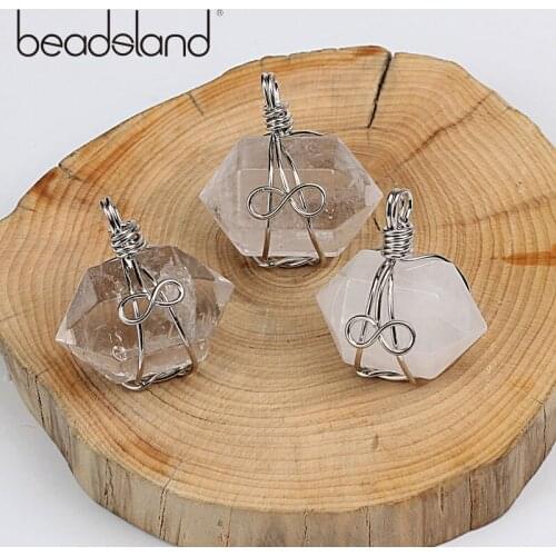 Beadsland Crystal Natural Stone Semiprecious Stone Crystalloid Shapped Pendant Coiling with Wire Women Fashion Gift 38645