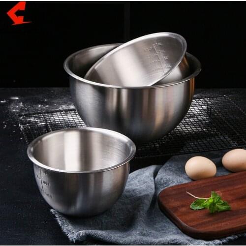 CHANOVEL 304 Stainless Steel Mixing Bowls with scale Non Slip Nesting Whisking Bowls Set Mixing Bowls For Salad Baking