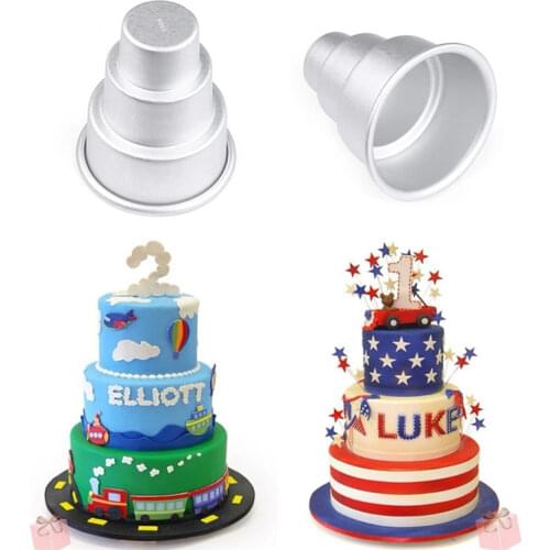 Hot Sale 5pcs/lot Aluminum Alloy Mini 3-Tier Cake Pan Pudding Mold DIY Mini Birthday Cake Mould Baking Party Food Cake Tools