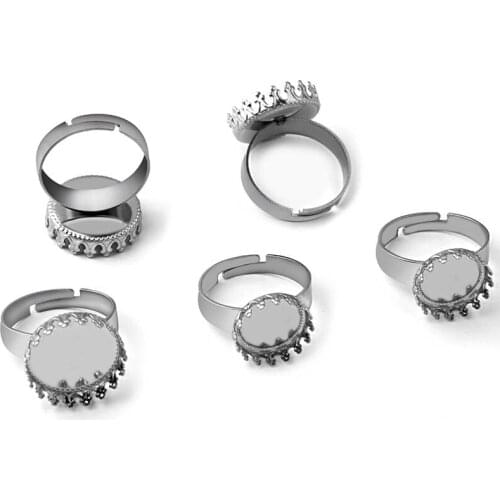 Stainless Steel Ring Findings 12mm 15mm Glass Cabochons Bases Round Crown Bezel Blanks Rings NO Fade DIY Settings Making
