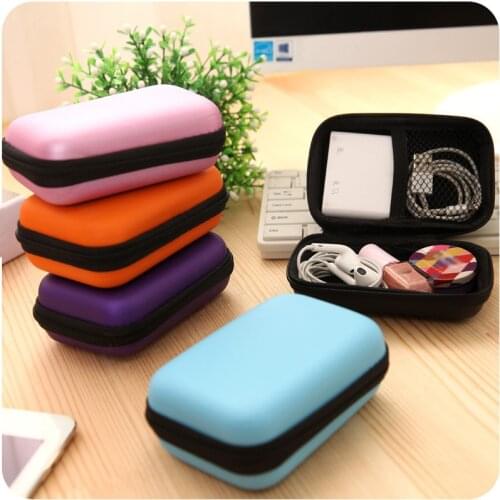 HOT Portable USB hard drive disk carry mini USB cable case cover pouch for earphone bag black/blue/green/purple random
